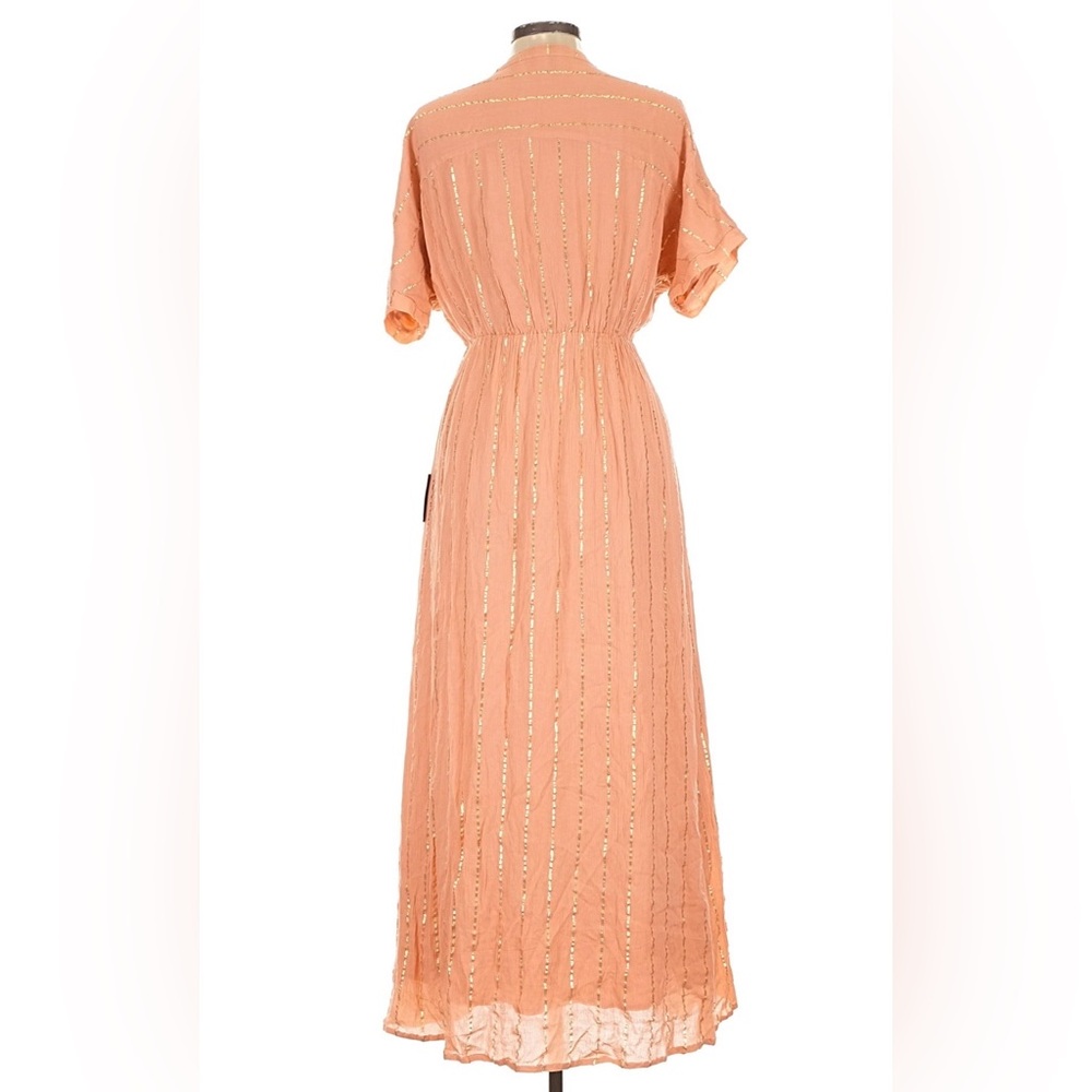 NWT Lulus Goddess Vibes Rusty Rose Gold Striped Dolman Sleeve Maxi Dress | Large - Picture 8 of 9